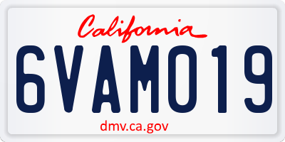 CA license plate 6VAM019