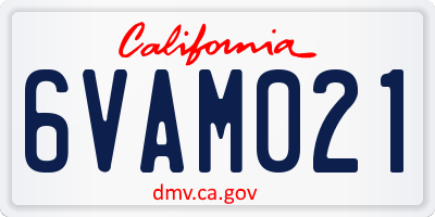 CA license plate 6VAM021