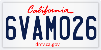 CA license plate 6VAM026