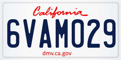 CA license plate 6VAM029