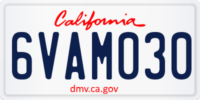 CA license plate 6VAM030
