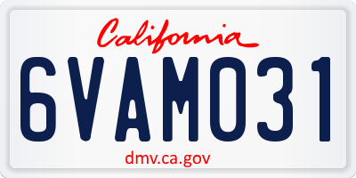 CA license plate 6VAM031
