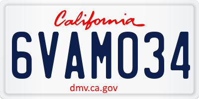 CA license plate 6VAM034