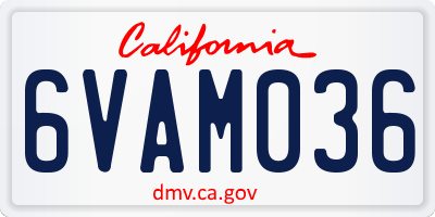 CA license plate 6VAM036