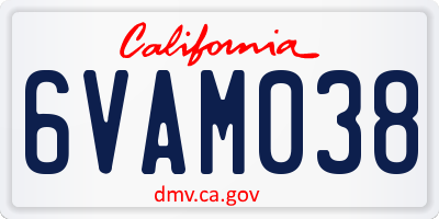 CA license plate 6VAM038