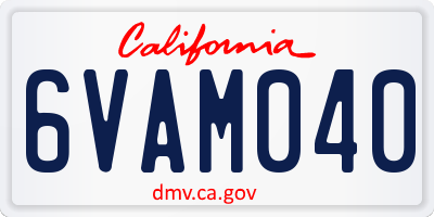 CA license plate 6VAM040
