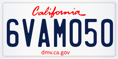 CA license plate 6VAM050