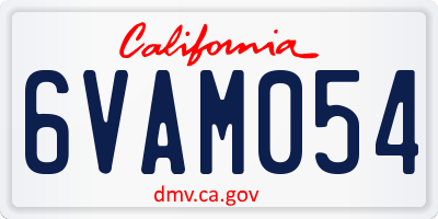 CA license plate 6VAM054