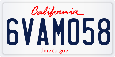 CA license plate 6VAM058