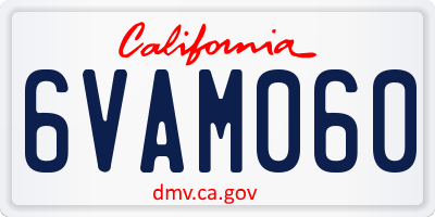 CA license plate 6VAM060