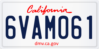 CA license plate 6VAM061