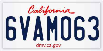 CA license plate 6VAM063