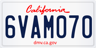 CA license plate 6VAM070