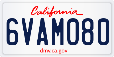 CA license plate 6VAM080