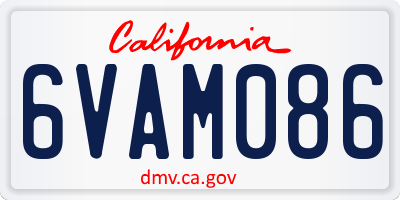CA license plate 6VAM086