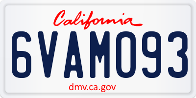 CA license plate 6VAM093