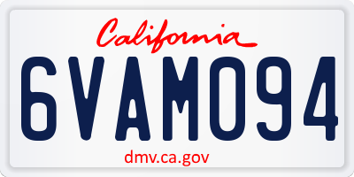 CA license plate 6VAM094