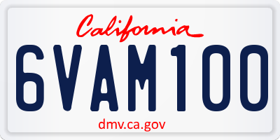 CA license plate 6VAM100