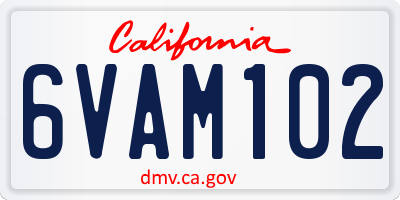 CA license plate 6VAM102