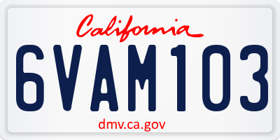 CA license plate 6VAM103