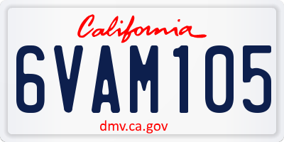 CA license plate 6VAM105