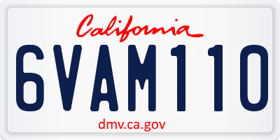 CA license plate 6VAM110