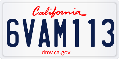 CA license plate 6VAM113