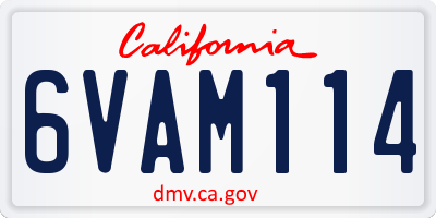 CA license plate 6VAM114