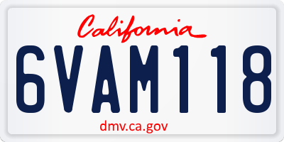 CA license plate 6VAM118
