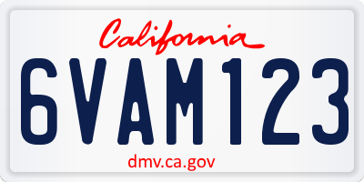 CA license plate 6VAM123