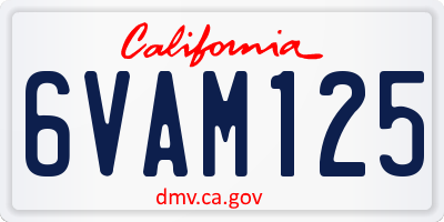 CA license plate 6VAM125