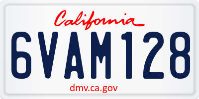 CA license plate 6VAM128