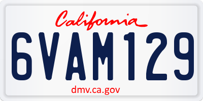 CA license plate 6VAM129