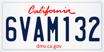 CA license plate 6VAM132