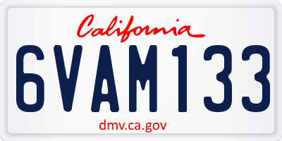CA license plate 6VAM133