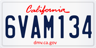 CA license plate 6VAM134