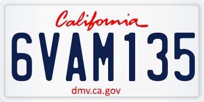 CA license plate 6VAM135