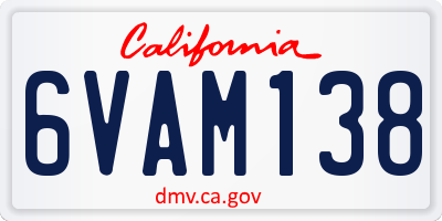 CA license plate 6VAM138