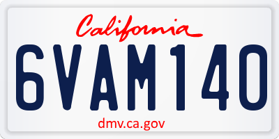 CA license plate 6VAM140