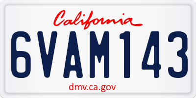 CA license plate 6VAM143