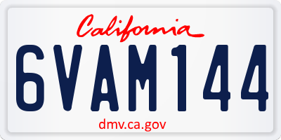 CA license plate 6VAM144