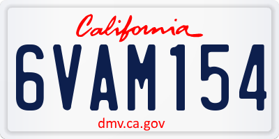 CA license plate 6VAM154
