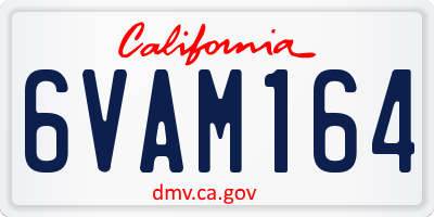 CA license plate 6VAM164