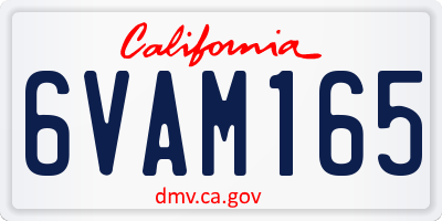 CA license plate 6VAM165