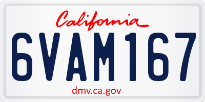 CA license plate 6VAM167