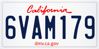CA license plate 6VAM179