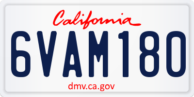CA license plate 6VAM180