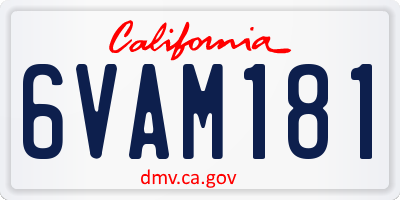CA license plate 6VAM181