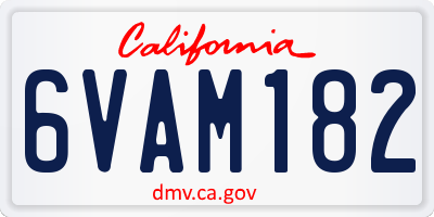 CA license plate 6VAM182