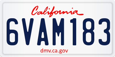 CA license plate 6VAM183
